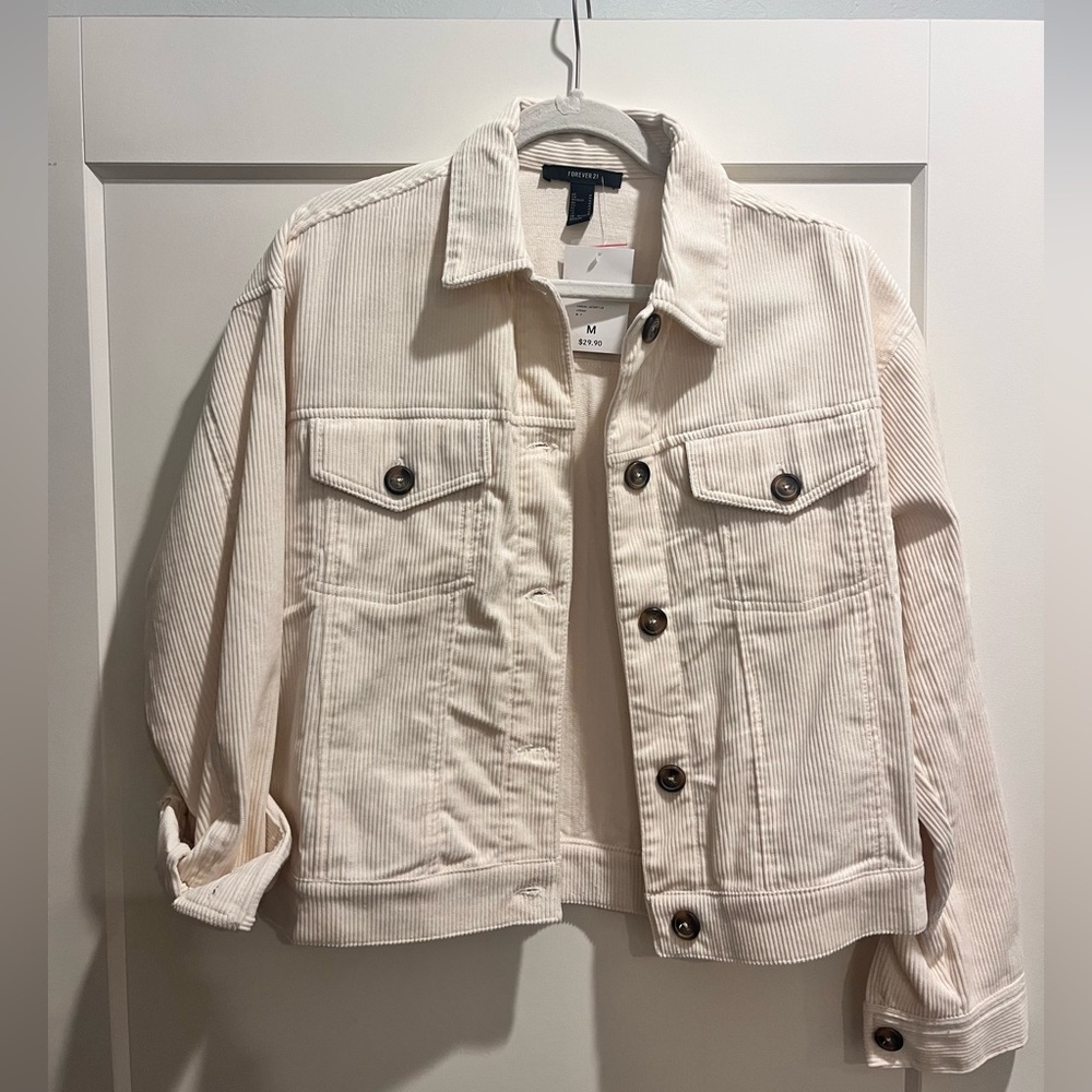 Women’s Cream Corduroy Bottom Up Jacket - M